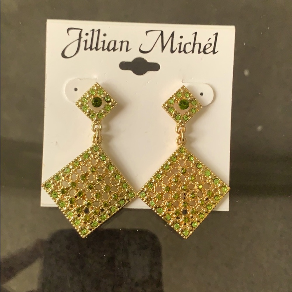 Gold and Green Jillian Michel Drop Earrings